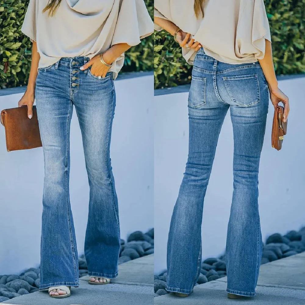 Sahari - Damen Jeans | Hohe Taille, Flared, Vintage-Stil