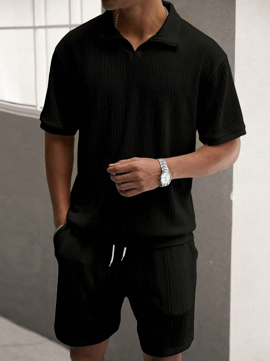 Sahari – Luftiges Herren-Set mit Kragenhemd und Shorts