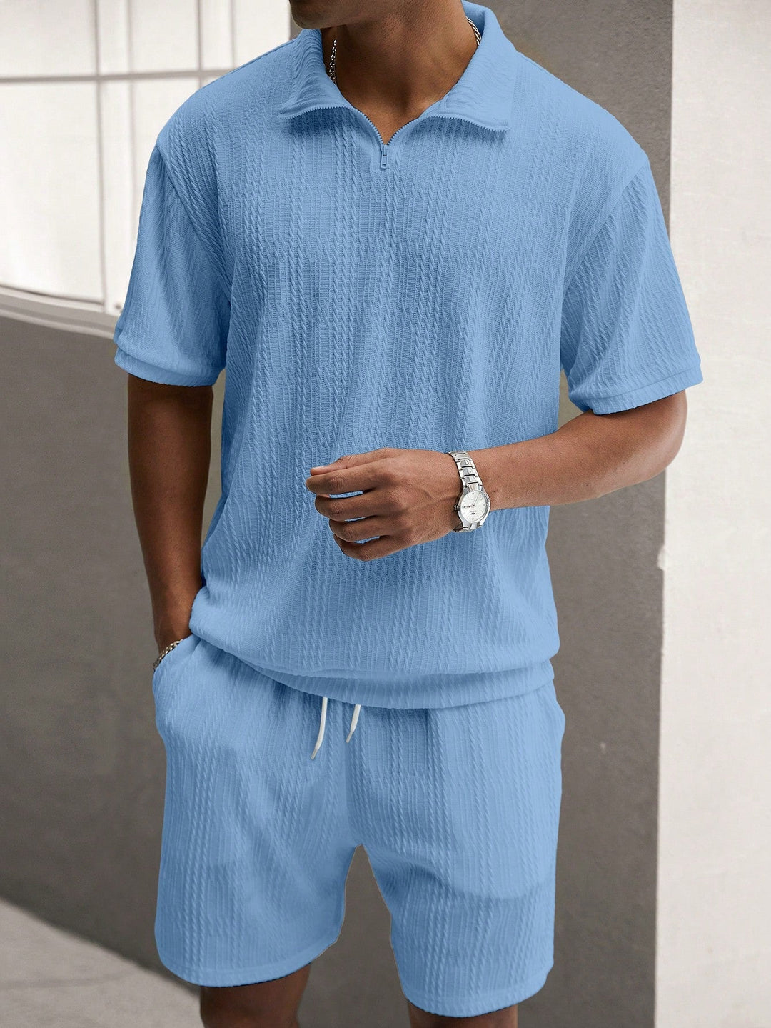 Sahari – Luftiges Herren-Set mit Kragenhemd und Shorts