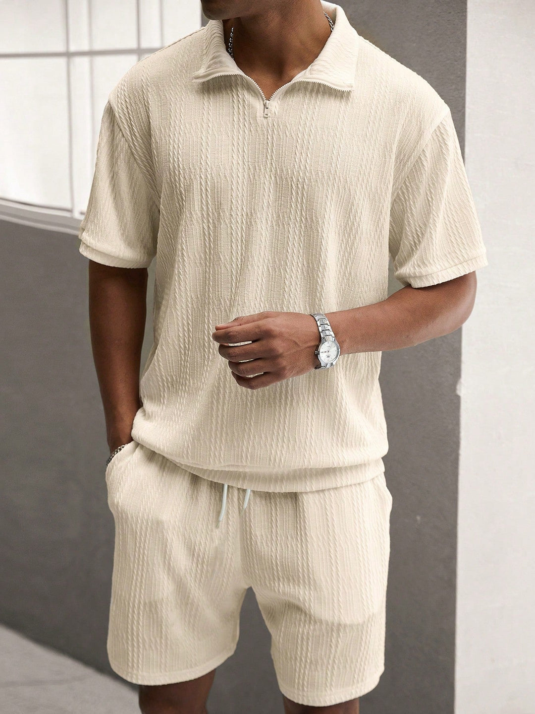 Sahari – Luftiges Herren-Set mit Kragenhemd und Shorts