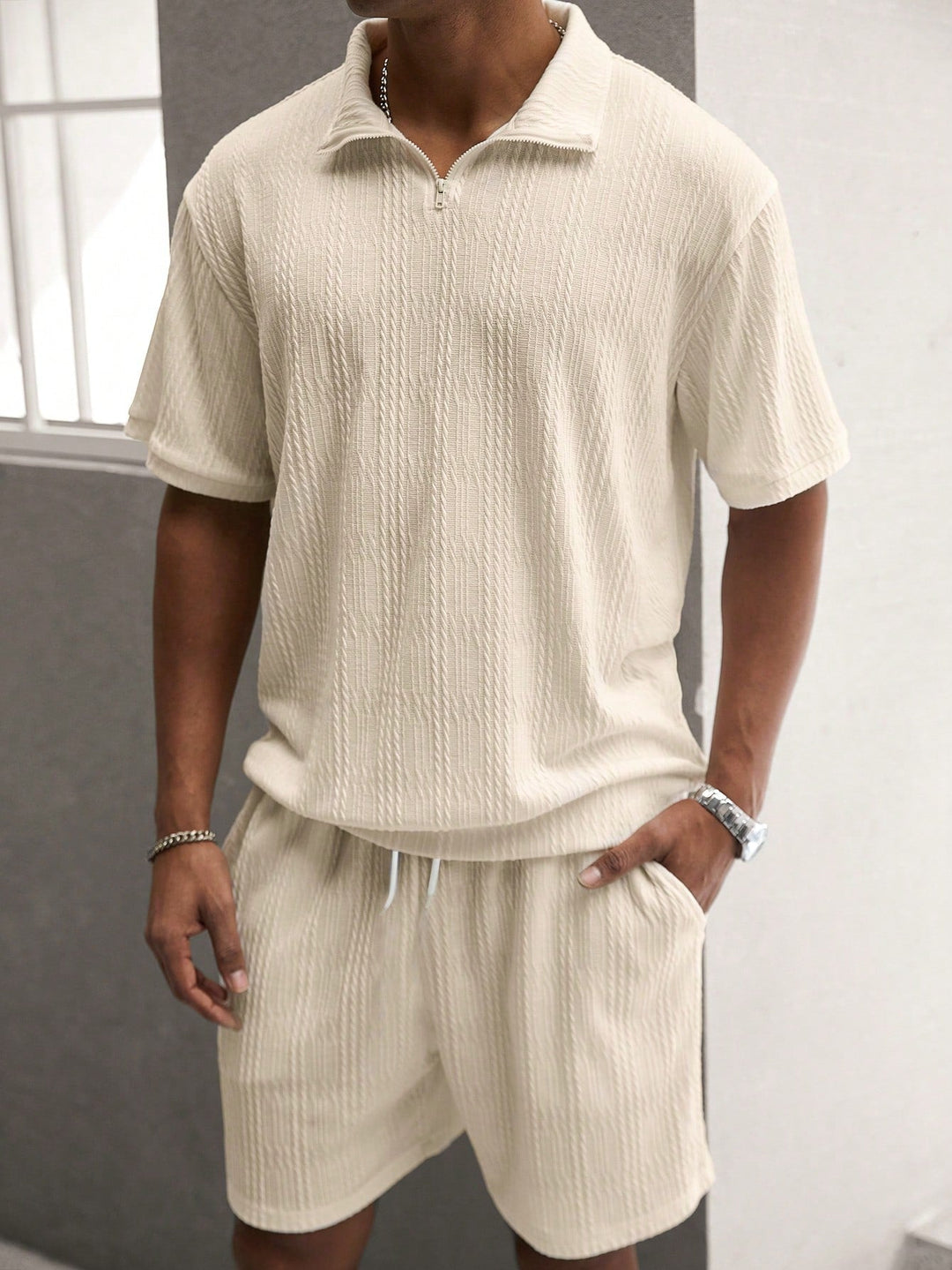 Sahari – Luftiges Herren-Set mit Kragenhemd und Shorts