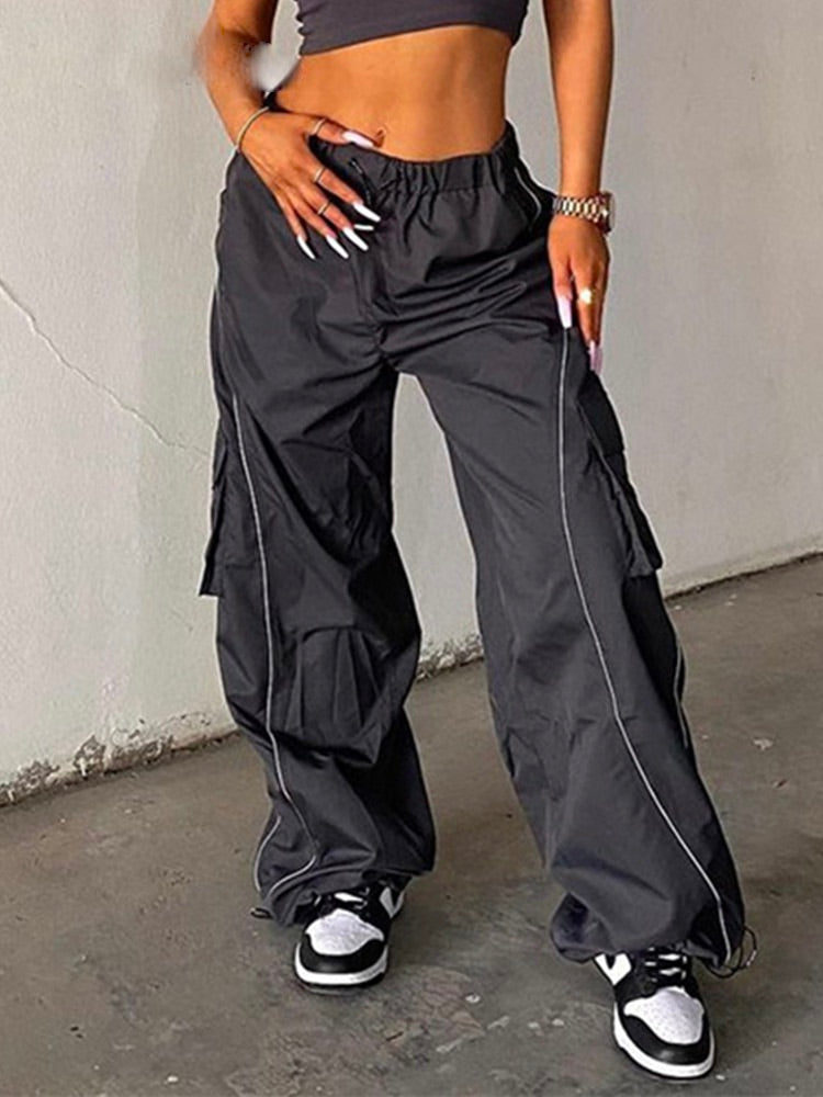 Sahari – Baggy Hose mit Low Waist und weitem Bein