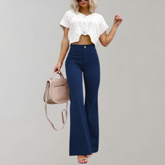 Sahari – Damen Cordhose mit Schlag aus weichem Cordstoff für Herbst und Alltag