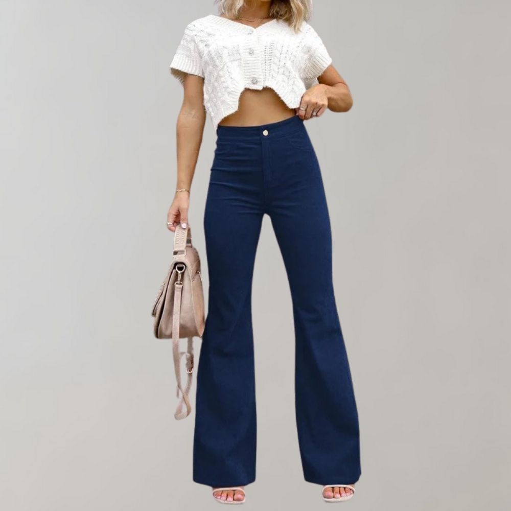 Sahari – Damen Cordhose mit Schlag aus weichem Cordstoff für Herbst und Alltag