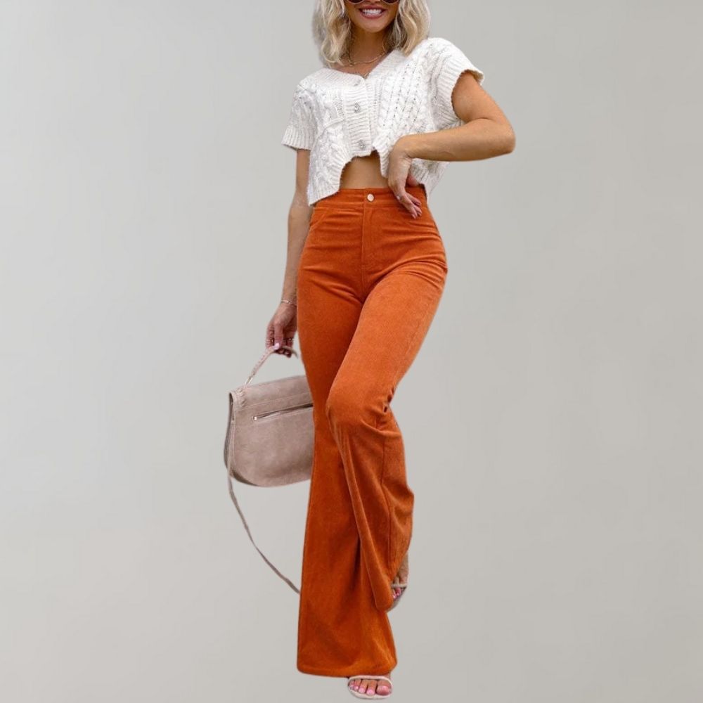 Sahari – Damen Cordhose mit Schlag aus weichem Cordstoff für Herbst und Alltag