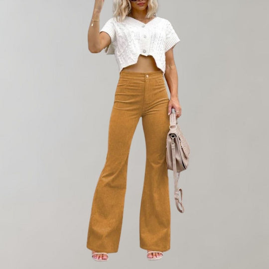 Sahari – Damen Cordhose mit Schlag aus weichem Cordstoff für Herbst und Alltag