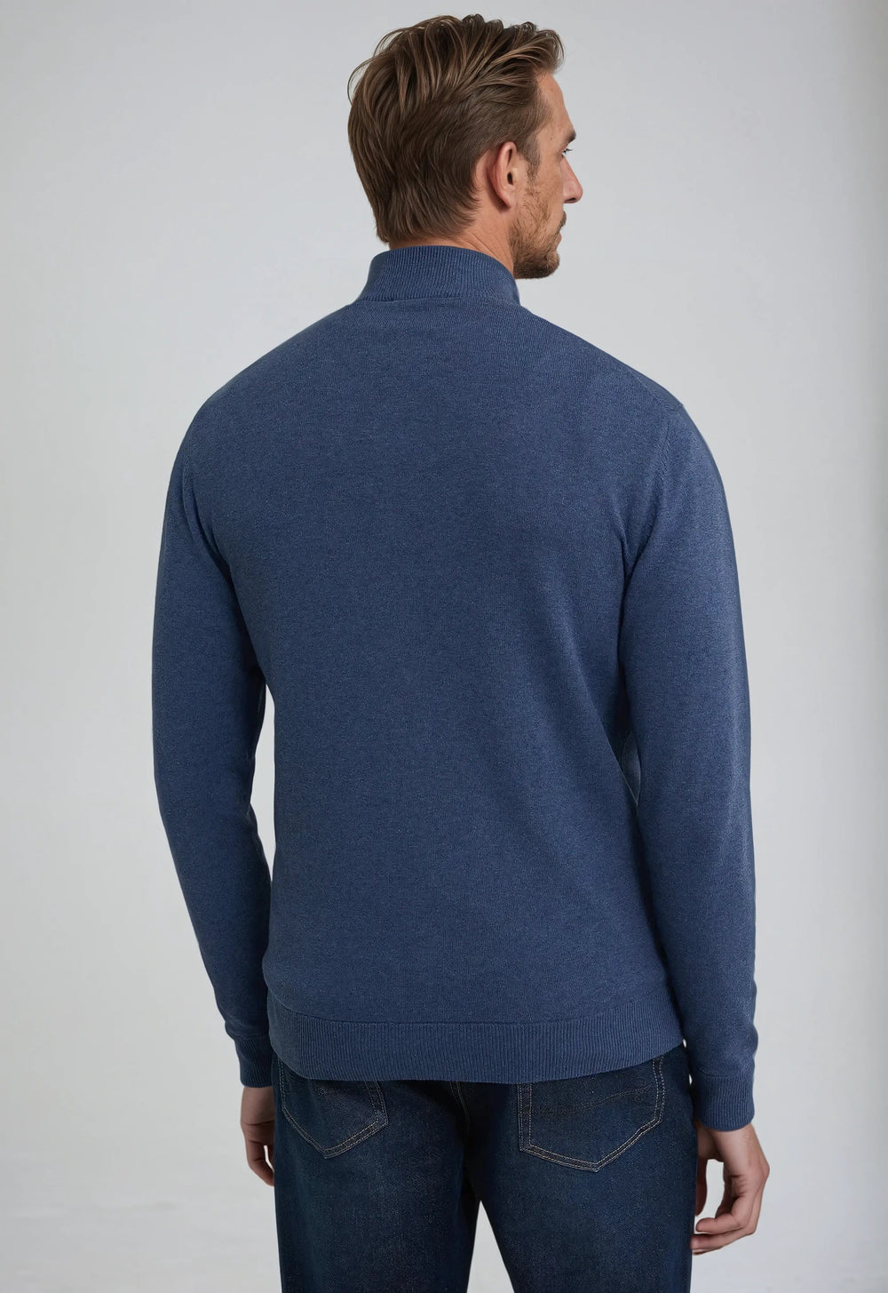 Blauer Full Zip Sweater aus Atmungsaktivem Mischgewebe – Entspannte Passform für Komfort und Stil 1