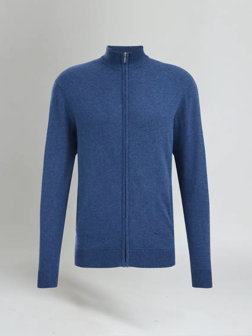 Blauer Full Zip Sweater aus Atmungsaktivem Mischgewebe – Entspannte Passform für Komfort und Stil 2