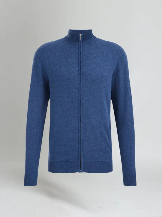 Blauer Full Zip Sweater aus Atmungsaktivem Mischgewebe – Entspannte Passform für Komfort und Stil 2