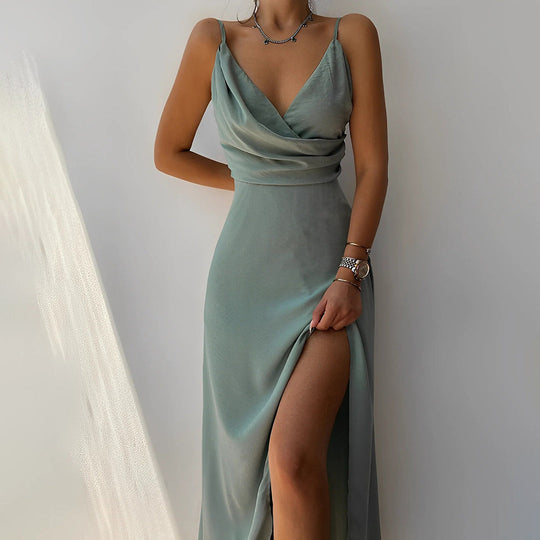 Sahari – Elegantes Midi-Kleid mit Rückenausschnitt