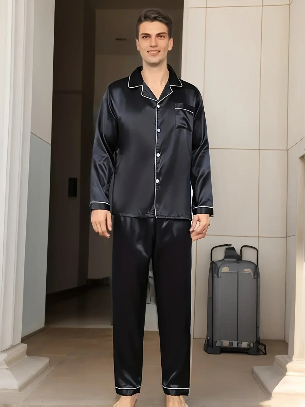 Sahari – Herren-Pyjama-Set aus luxuriösem Satin