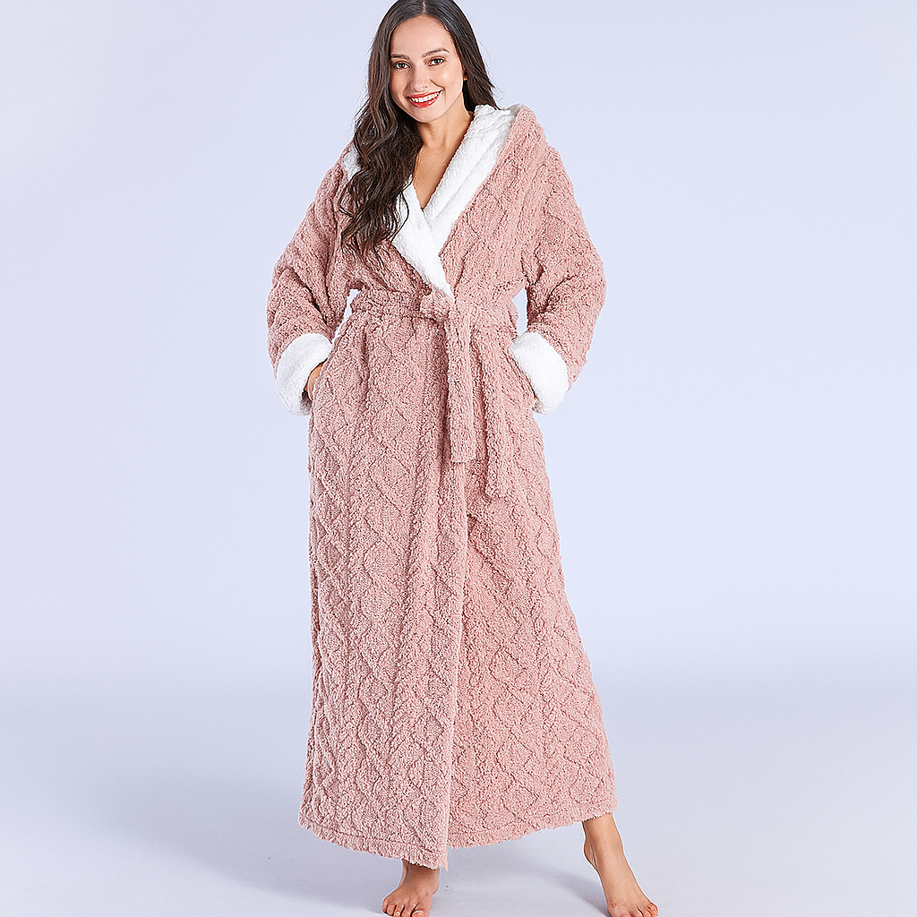 Sahari - Damen Bademantel | Dickes Flanell, Kapuze, Bequem