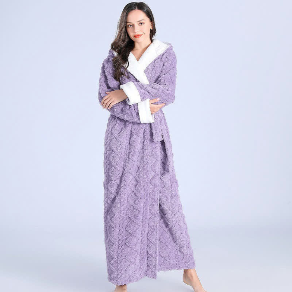 Sahari - Damen Bademantel | Dickes Flanell, Kapuze, Bequem