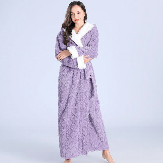 Sahari - Damen Bademantel | Dickes Flanell, Kapuze, Bequem