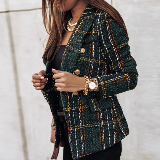 Sahari - Blazer para mujer | Patrón a cuadros, corte entallado