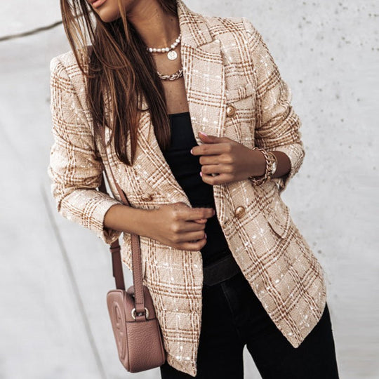 Sahari - Blazer para mujer | Patrón a cuadros, corte entallado