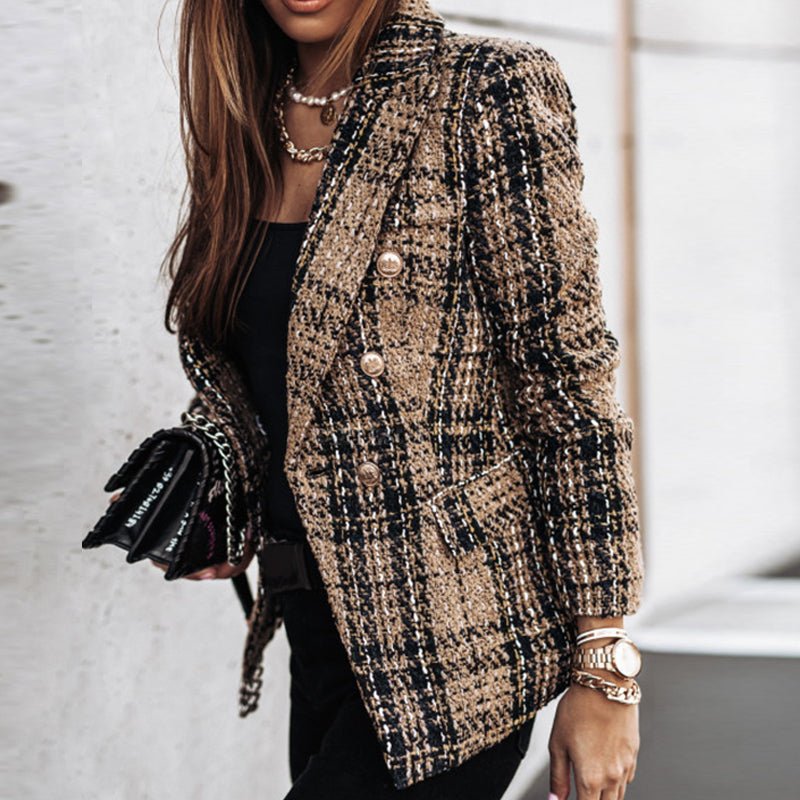 Sahari - Blazer para mujer | Patrón a cuadros, corte entallado
