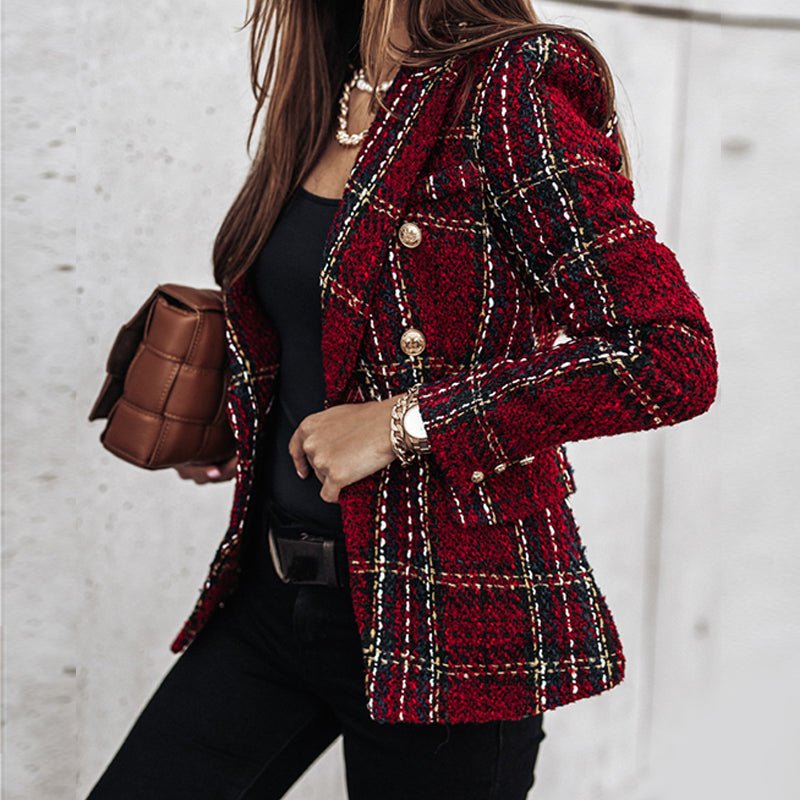 Sahari - Blazer para mujer | Patrón a cuadros, corte entallado