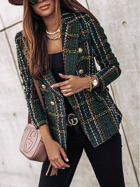 Sahari - Blazer para mujer | Patrón a cuadros, corte entallado