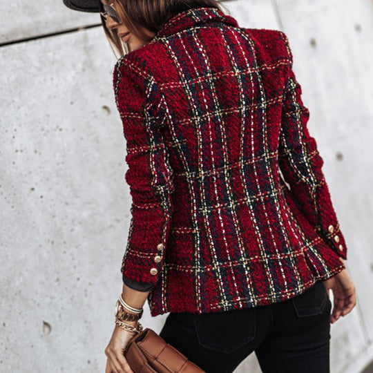 Sahari - Blazer para mujer | Patrón a cuadros, corte entallado