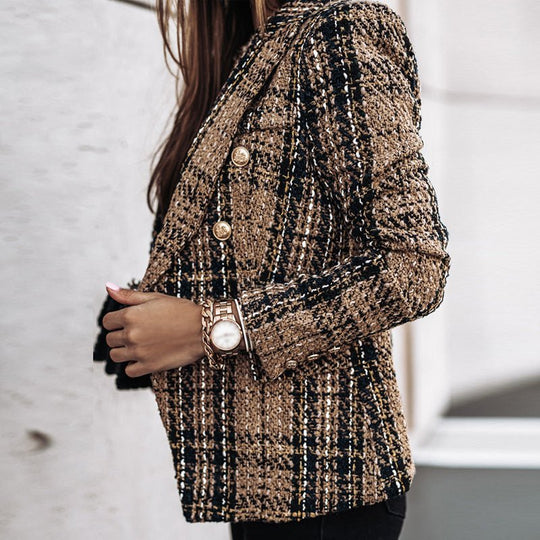 Sahari - Blazer para mujer | Patrón a cuadros, corte entallado