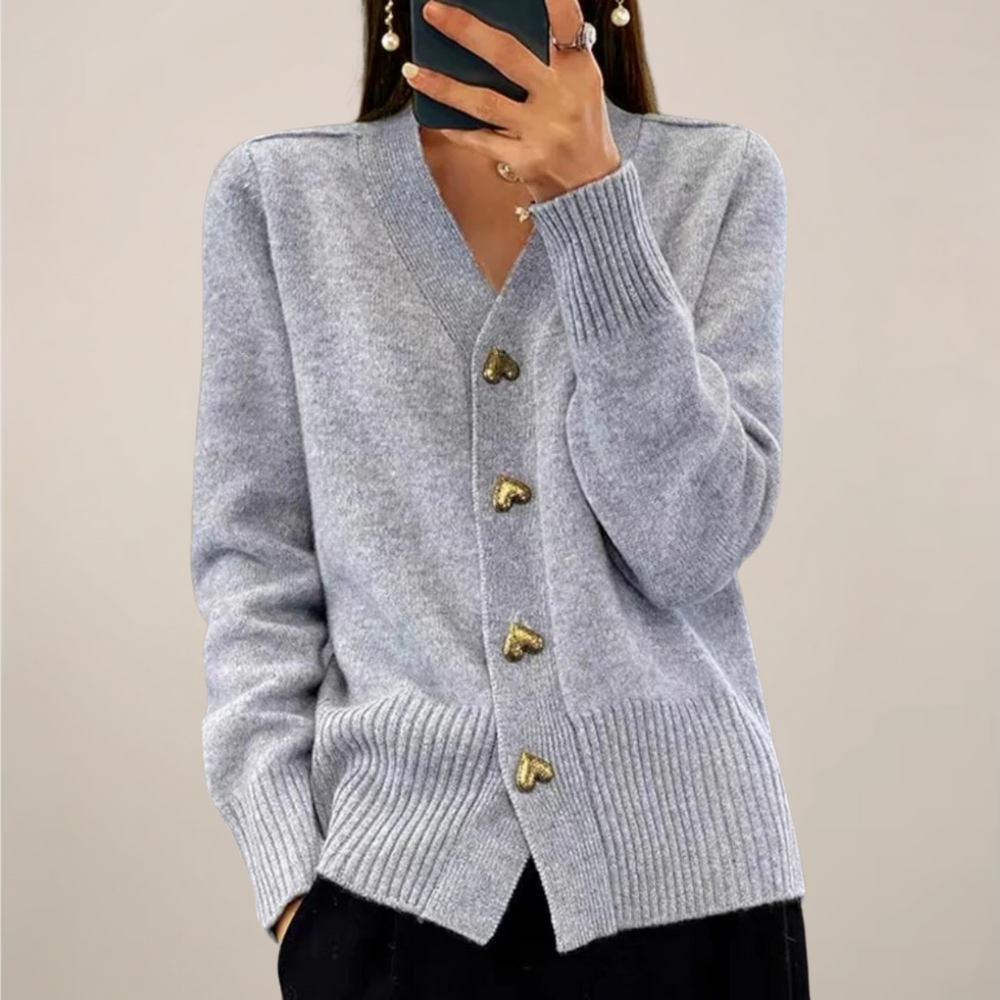 Sahari - Damen Cardigan | Gouden Hartknopen, Elegante Passform