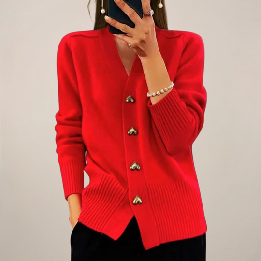Sahari - Damen Cardigan | Gouden Hartknopen, Elegante Passform