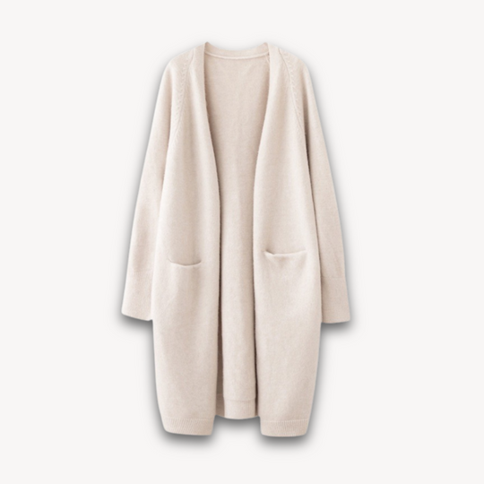 Sahari - Damen Cardigan | Lange Strickjacke, Cashmere, Offene Vorderseite