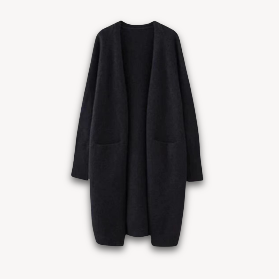 Sahari - Damen Cardigan | Lange Strickjacke, Cashmere, Offene Vorderseite
