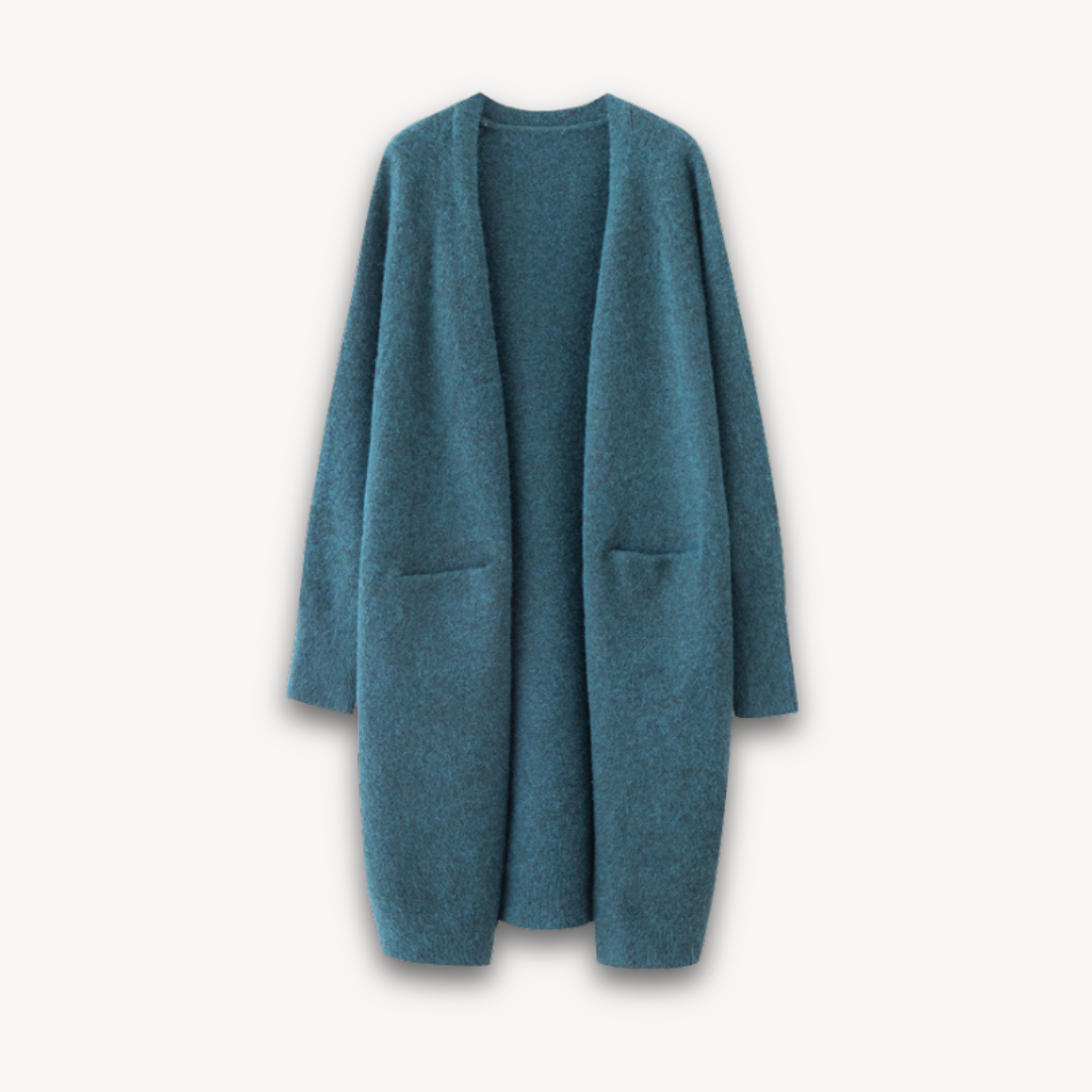 Sahari - Damen Cardigan | Lange Strickjacke, Cashmere, Offene Vorderseite