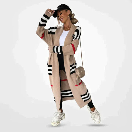 Sahari - Damen Cardigan | Streifenmuster, Offenes Design