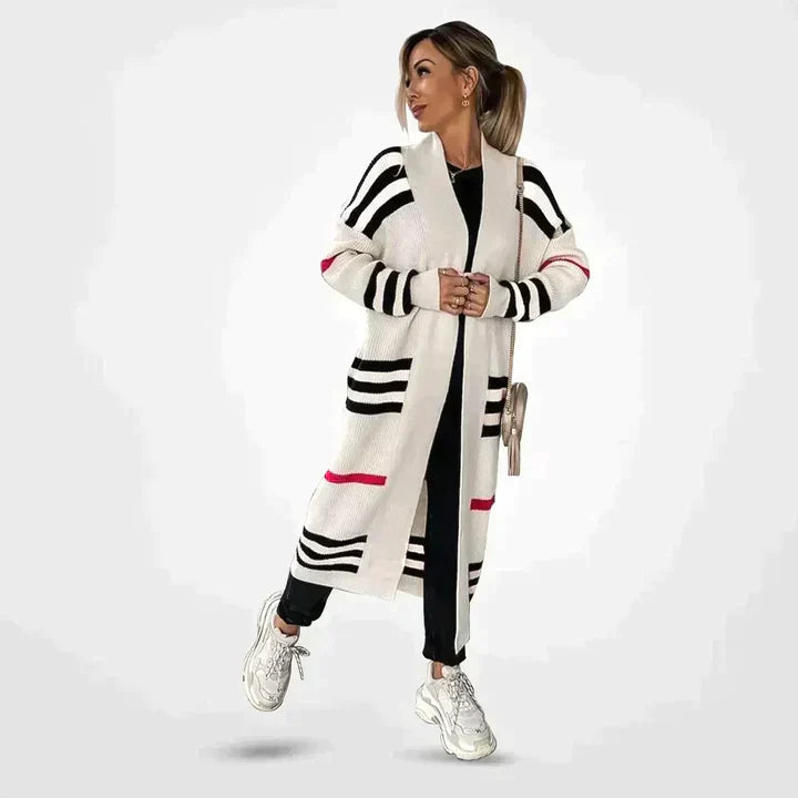Sahari - Damen Cardigan | Streifenmuster, Offenes Design