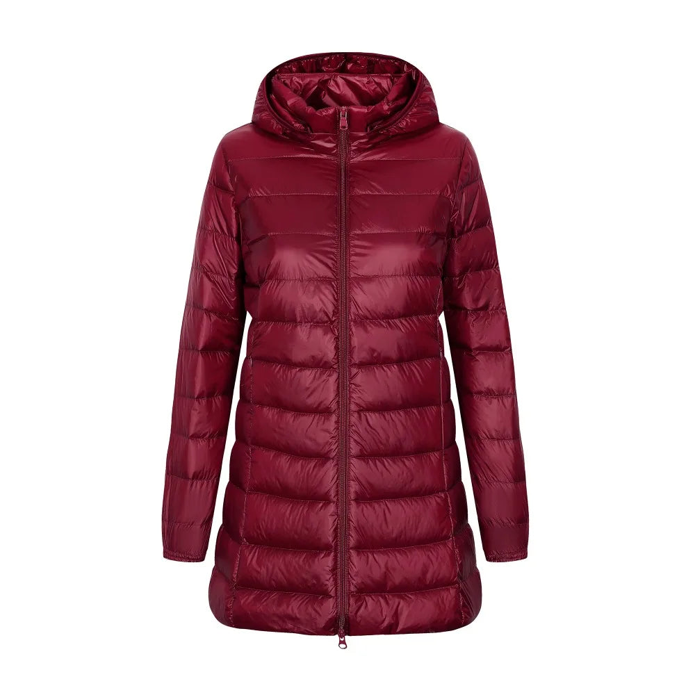Sahari - Damen Daunenjacke | Kapuze, Langer Schnitt