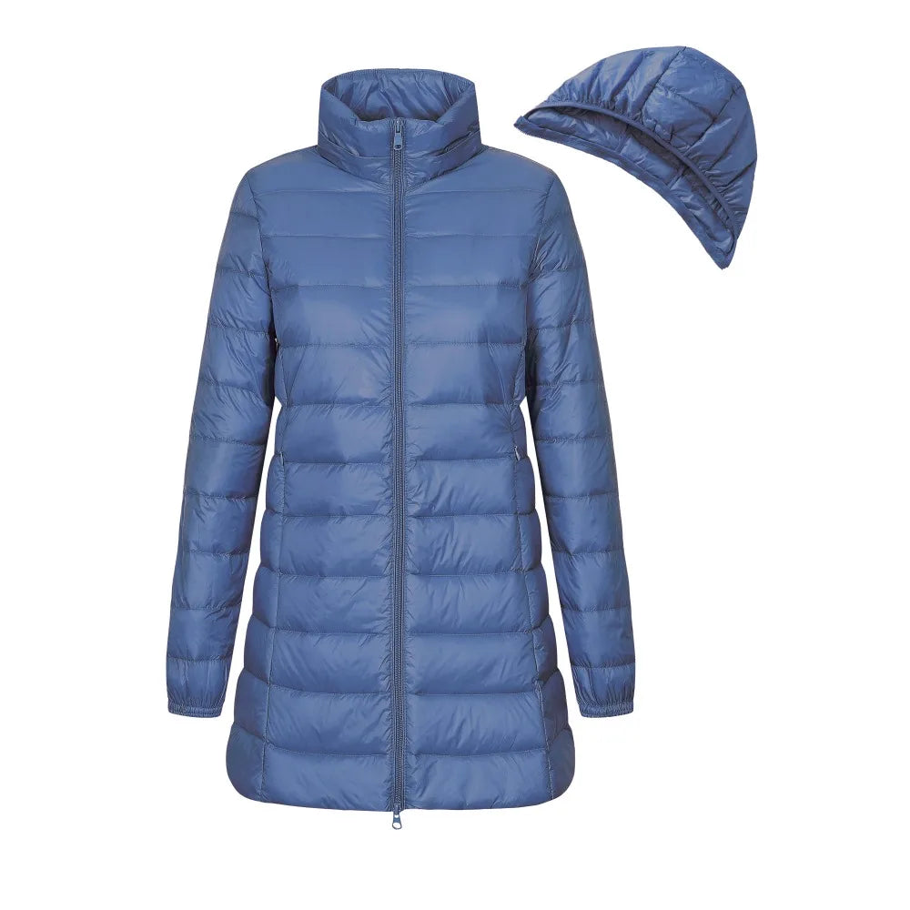 Sahari - Damen Daunenjacke | Kapuze, Langer Schnitt