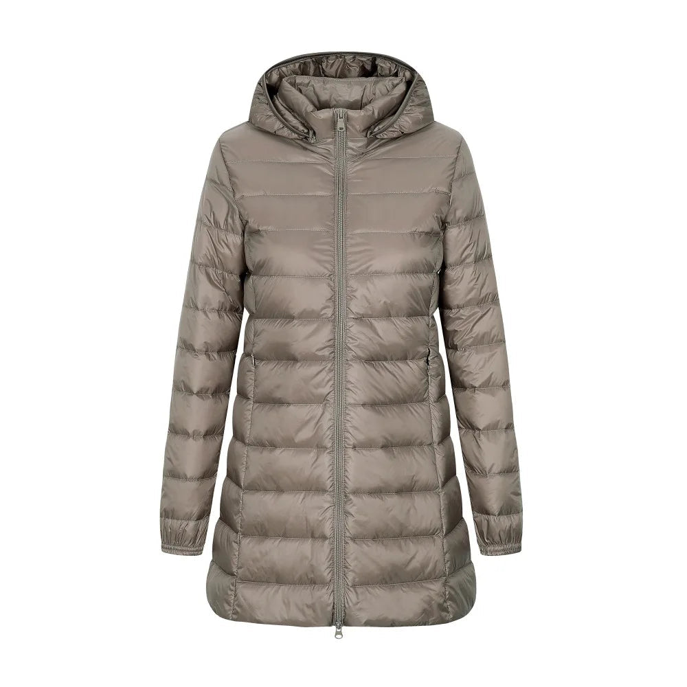 Sahari - Damen Daunenjacke | Kapuze, Langer Schnitt