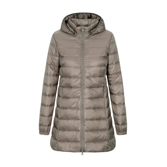 Sahari - Damen Daunenjacke | Kapuze, Langer Schnitt