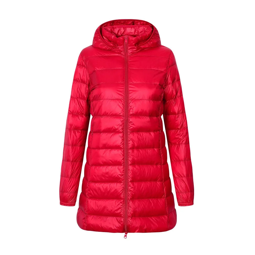 Sahari - Damen Daunenjacke | Kapuze, Langer Schnitt