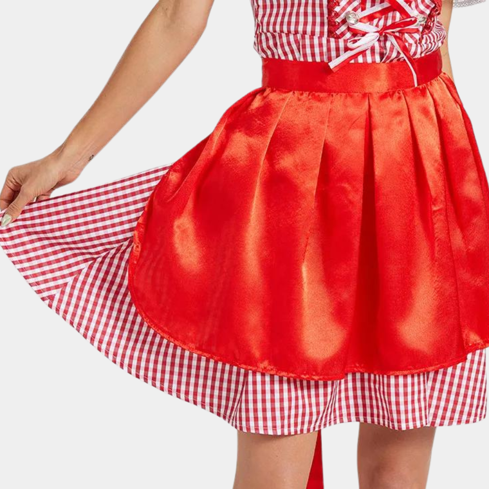 Sahari - Damen Dirndl | Rautenmuster, Baumwolle, Inklusive Bluse und Schürze