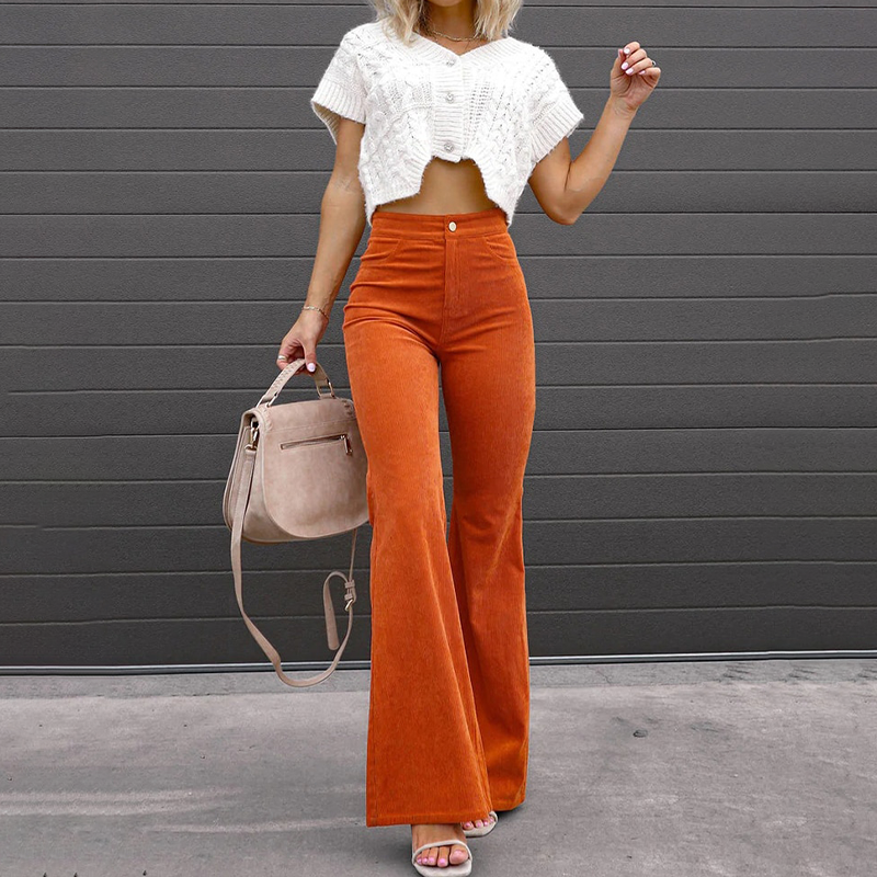 Sahari - Damen Flared Hose | Hoch tailliert, Corduroy