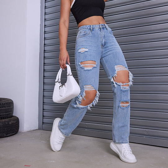 Sahari - Damen Jeans | High-Waist, Destroyed Look, Bequem, Robuster Denim