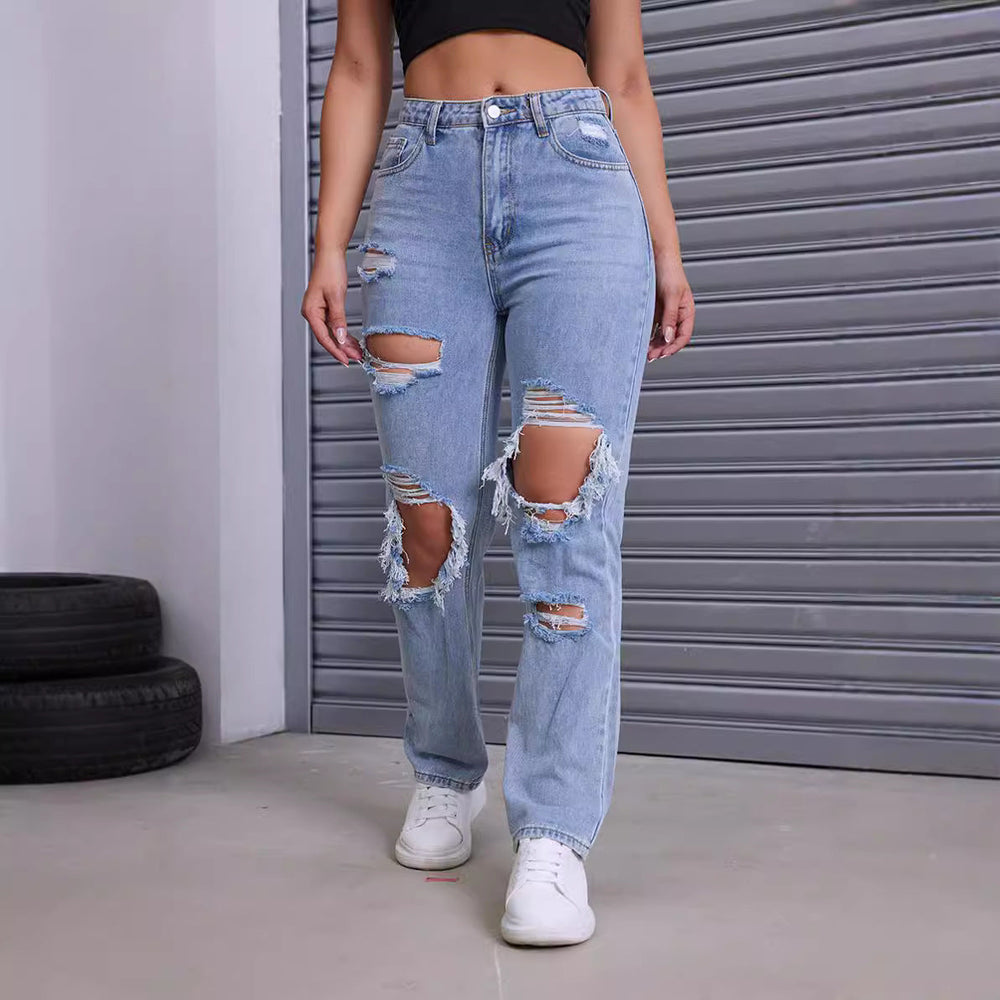 Sahari - Damen Jeans | High-Waist, Destroyed Look, Bequem, Robuster Denim