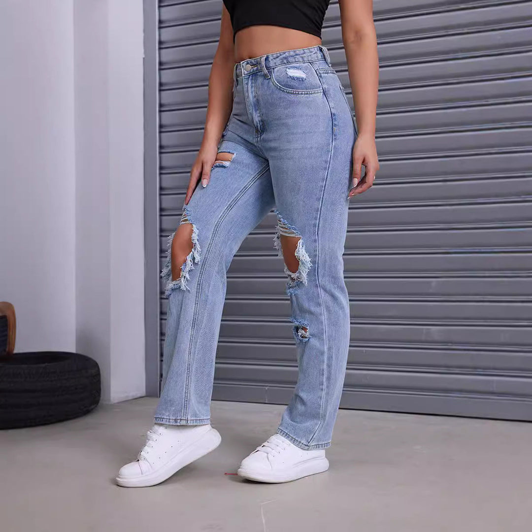 Sahari - Damen Jeans | High-Waist, Destroyed Look, Bequem, Robuster Denim