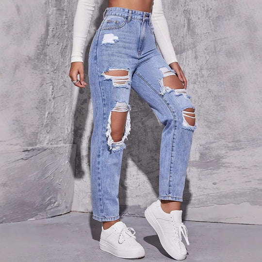 Sahari - Damen Jeans | High-Waist, Destroyed, Relaxed-Fit