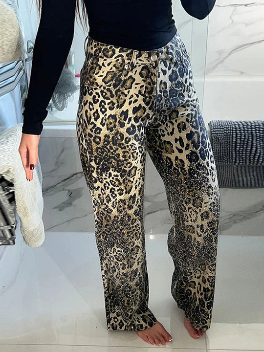 Sahari - Damen Jeans | Leopardenmuster, Luxuriöser Stretchdenim