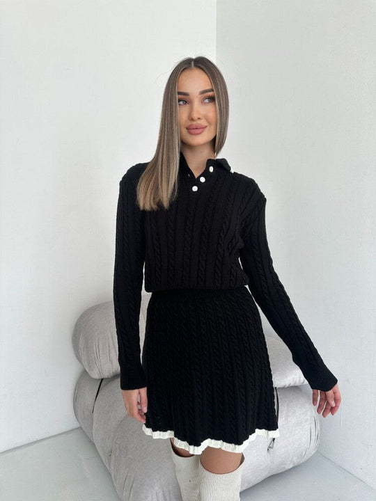 Sahari - Damen Kleid | Hochgeschlossen, Zopfmuster, Elegant