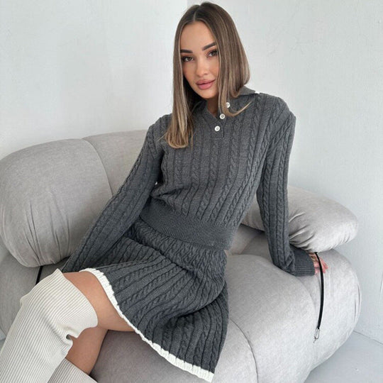 Sahari - Damen Kleid | Hochgeschlossen, Zopfmuster, Elegant