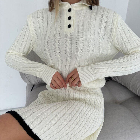 Sahari - Damen Kleid | Hochgeschlossen, Zopfmuster, Elegant