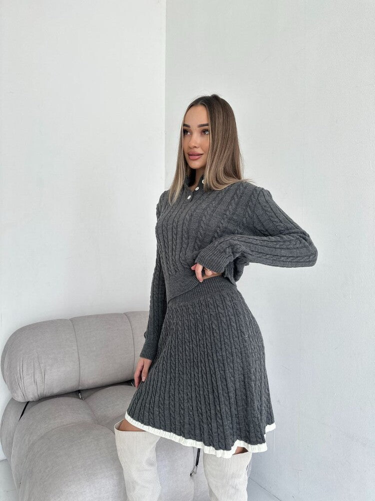 Sahari - Damen Kleid | Hochgeschlossen, Zopfmuster, Elegant