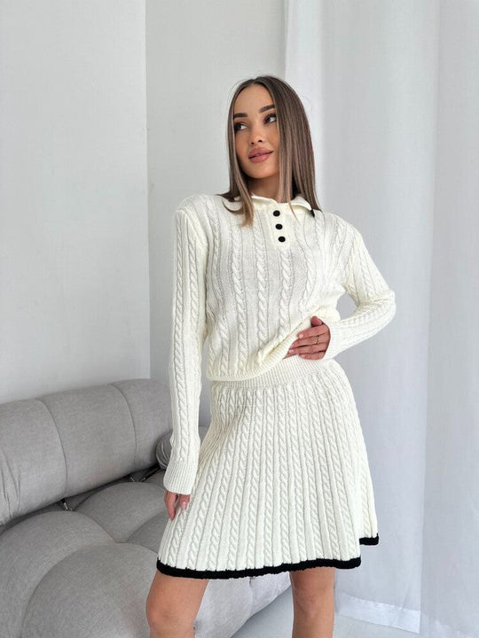 Sahari - Damen Kleid | Hochgeschlossen, Zopfmuster, Elegant