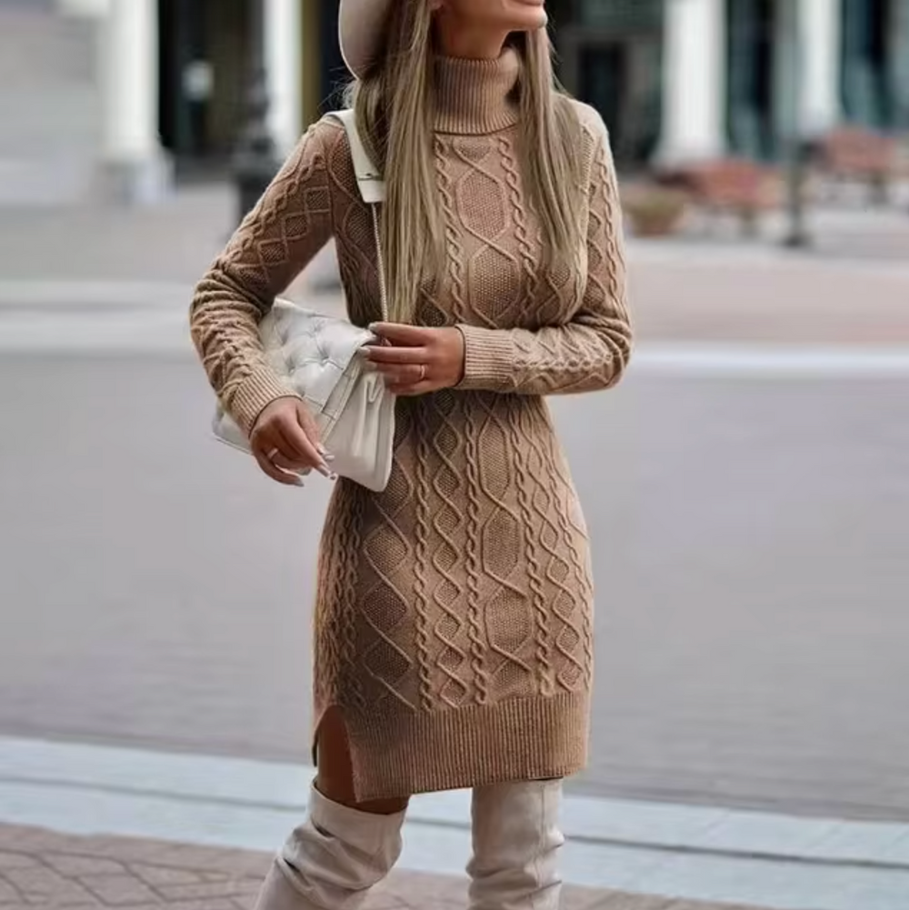 Sahari - Damen Kleid | Midi, Rollkragen, Figurbetont, Vielseitig